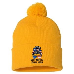 Kamala Harris Tim Walz Waltz 2024 Joyful Warriors Make America Joyful Again Pom Pom 12in Knit Beanie