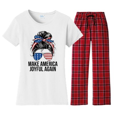 Kamala Harris Tim Walz Waltz 2024 Joyful Warriors Make America Joyful Again Women's Flannel Pajama Set