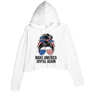 Kamala Harris Tim Walz Waltz 2024 Joyful Warriors Make America Joyful Again Crop Fleece Hoodie