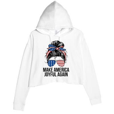 Kamala Harris Tim Walz Waltz 2024 Joyful Warriors Make America Joyful Again Crop Fleece Hoodie