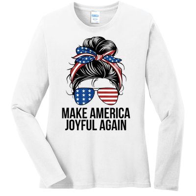 Kamala Harris Tim Walz Waltz 2024 Joyful Warriors Make America Joyful Again Ladies Long Sleeve Shirt