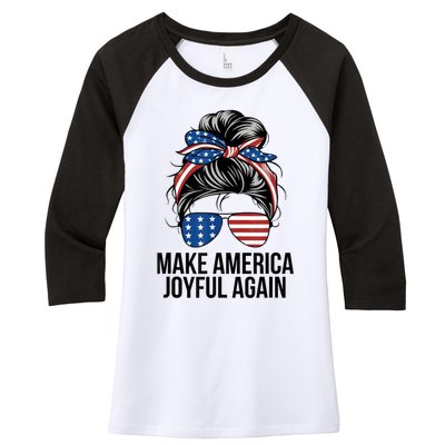 Kamala Harris Tim Walz Waltz 2024 Joyful Warriors Make America Joyful Again Women's Tri-Blend 3/4-Sleeve Raglan Shirt