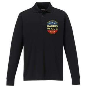 Kamala Harris Tim Walz 2024 When We Fight We Win Performance Long Sleeve Polo