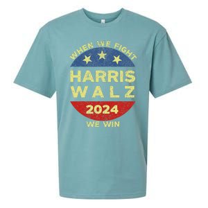 Kamala Harris Tim Walz 2024 When We Fight We Win Sueded Cloud Jersey T-Shirt