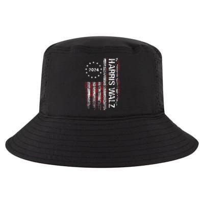 Kamala Harris Tim Waltz 2024 Election American Flag Cool Comfort Performance Bucket Hat