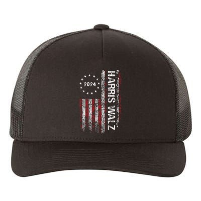 Kamala Harris Tim Waltz 2024 Election American Flag Yupoong Adult 5-Panel Trucker Hat