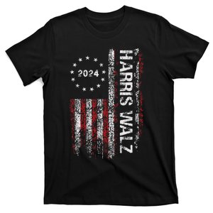 Kamala Harris Tim Waltz 2024 Election American Flag T-Shirt