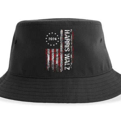 Kamala Harris Tim Waltz 2024 Election American Flag Sustainable Bucket Hat