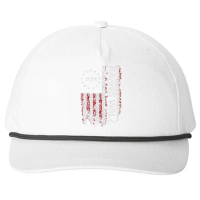 Kamala Harris Tim Waltz 2024 Election American Flag Snapback Five-Panel Rope Hat