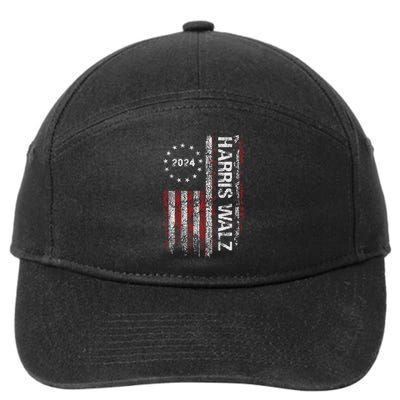 Kamala Harris Tim Waltz 2024 Election American Flag 7-Panel Snapback Hat