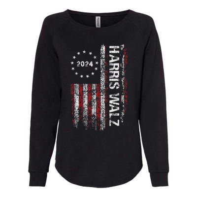 Kamala Harris Tim Waltz 2024 Election American Flag Womens California Wash Sweatshirt