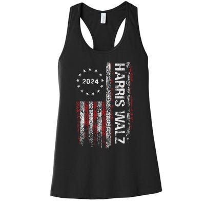 Kamala Harris Tim Waltz 2024 Election American Flag Women's Racerback Tank