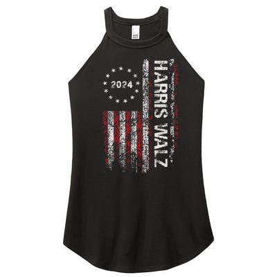 Kamala Harris Tim Waltz 2024 Election American Flag Women’s Perfect Tri Rocker Tank