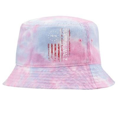 Kamala Harris Tim Waltz 2024 Election American Flag Tie-Dyed Bucket Hat