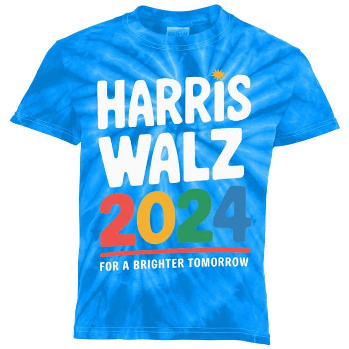 Kamala Harris Tim Waltz Campaign Harris Walz 2024 Kids Tie-Dye T-Shirt