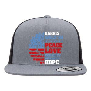 Kamala Harris Tim Walz 2024 Peace Lgbt Harris Walz Waltz Flat Bill Trucker Hat