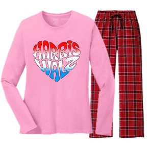 Kamala Harris Tim Waltz For Madam President 2024 Women's Long Sleeve Flannel Pajama Set 