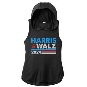 Kamala Harris Tim Walz 2024 Election Distressed Ladies PosiCharge Tri-Blend Wicking Draft Hoodie Tank