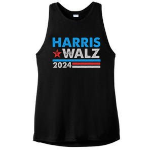 Kamala Harris Tim Walz 2024 Election Distressed Ladies PosiCharge Tri-Blend Wicking Tank