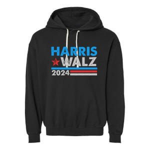 Kamala Harris Tim Walz 2024 Election Distressed Garment-Dyed Fleece Hoodie