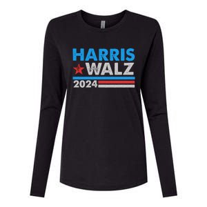 Kamala Harris Tim Walz 2024 Election Distressed Womens Cotton Relaxed Long Sleeve T-Shirt