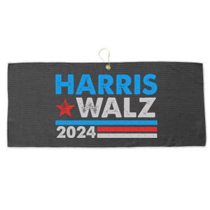 Kamala Harris Tim Walz 2024 Election Distressed Large Microfiber Waffle Golf Towel