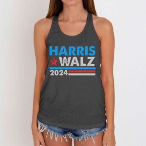 Kamala Harris Tim Walz 2024 Election Distressed Women's Knotted Racerback Tank