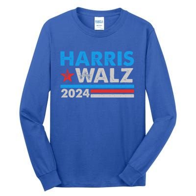 Kamala Harris Tim Walz 2024 Election Distressed Tall Long Sleeve T-Shirt