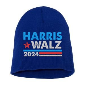 Kamala Harris Tim Walz 2024 Election Distressed Short Acrylic Beanie