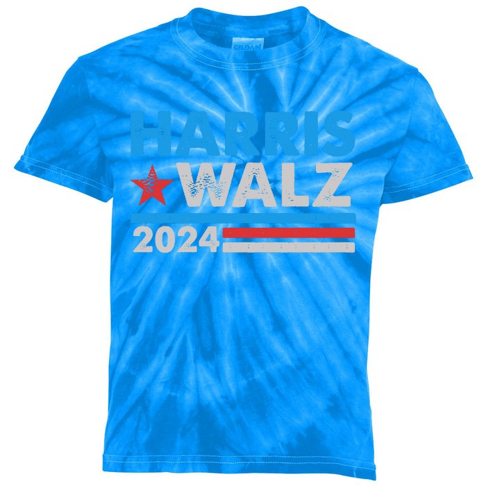 Kamala Harris Tim Walz 2024 Election Distressed Kids Tie-Dye T-Shirt