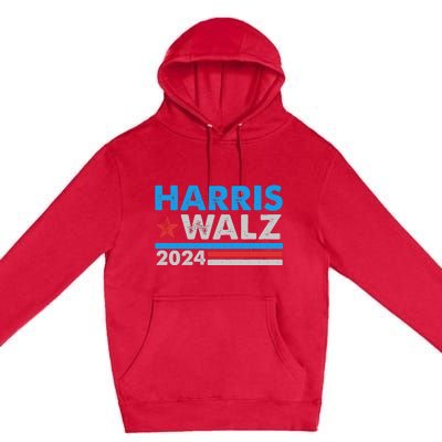 Kamala Harris Tim Walz 2024 Election Distressed Premium Pullover Hoodie