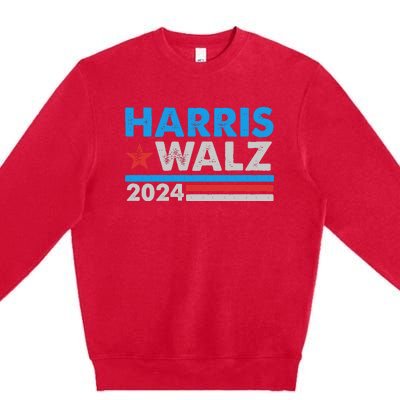 Kamala Harris Tim Walz 2024 Election Distressed Premium Crewneck Sweatshirt