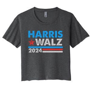 Kamala Harris Tim Walz 2024 Election Distressed Women's Crop Top Tee