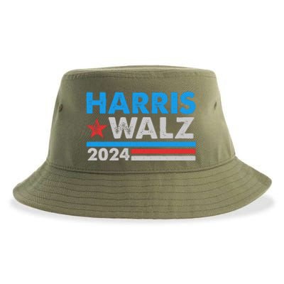 Kamala Harris Tim Walz 2024 Election Distressed Sustainable Bucket Hat