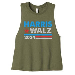 Kamala Harris Tim Walz 2024 Election Distressed Women's Racerback Cropped Tank