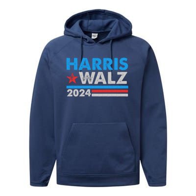 Kamala Harris Tim Walz 2024 Election Distressed Performance Fleece Hoodie