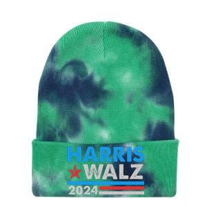 Kamala Harris Tim Walz 2024 Election Distressed Tie Dye 12in Knit Beanie