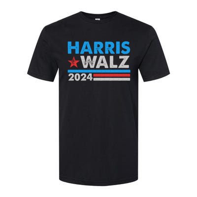 Kamala Harris Tim Walz 2024 Election Distressed Softstyle CVC T-Shirt