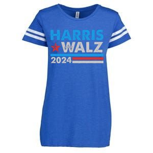 Kamala Harris Tim Walz 2024 Election Distressed Enza Ladies Jersey Football T-Shirt