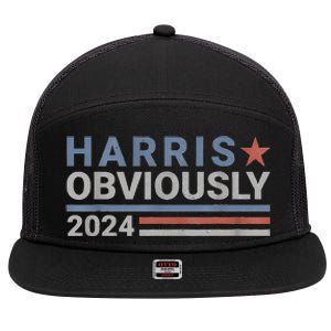 Kamala Harris Tim Walz Obviously Vote Harris Walz Waltz 2024 7 Panel Mesh Trucker Snapback Hat