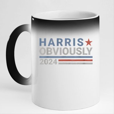 Kamala Harris Tim Walz Obviously Vote Harris Walz Waltz 2024 11oz Black Color Changing Mug