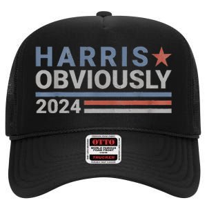 Kamala Harris Tim Walz Obviously Vote Harris Walz Waltz 2024 High Crown Mesh Back Trucker Hat