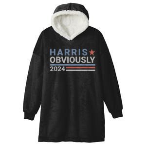 Kamala Harris Tim Walz Obviously Vote Harris Walz Waltz 2024 Hooded Wearable Blanket