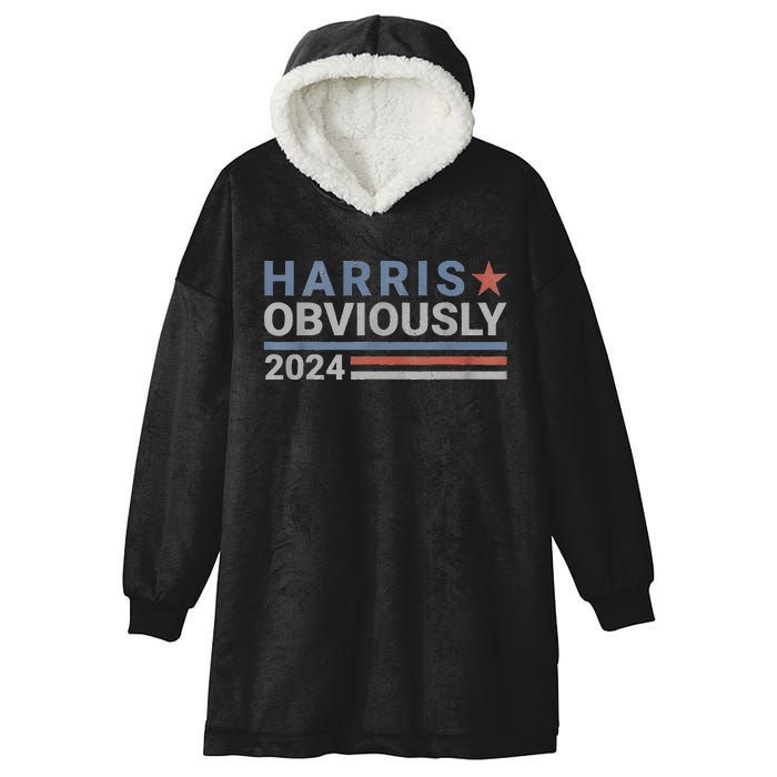 Kamala Harris Tim Walz Obviously Vote Harris Walz Waltz 2024 Hooded Wearable Blanket