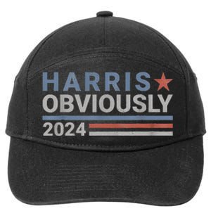 Kamala Harris Tim Walz Obviously Vote Harris Walz Waltz 2024 7-Panel Snapback Hat