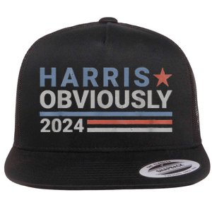 Kamala Harris Tim Walz Obviously Vote Harris Walz Waltz 2024 Flat Bill Trucker Hat