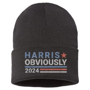 Kamala Harris Tim Walz Obviously Vote Harris Walz Waltz 2024 Sustainable Knit Beanie