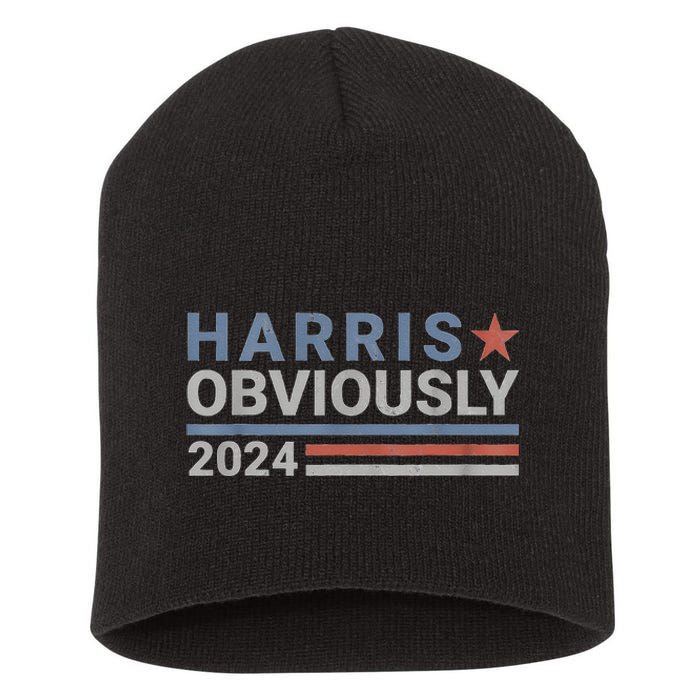 Kamala Harris Tim Walz Obviously Vote Harris Walz Waltz 2024 Short Acrylic Beanie