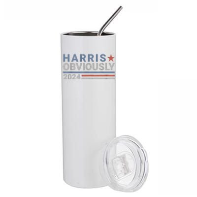 Kamala Harris Tim Walz Obviously Vote Harris Walz Waltz 2024 Stainless Steel Tumbler