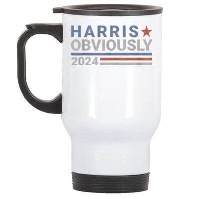 Kamala Harris Tim Walz Obviously Vote Harris Walz Waltz 2024 Stainless Steel Travel Mug